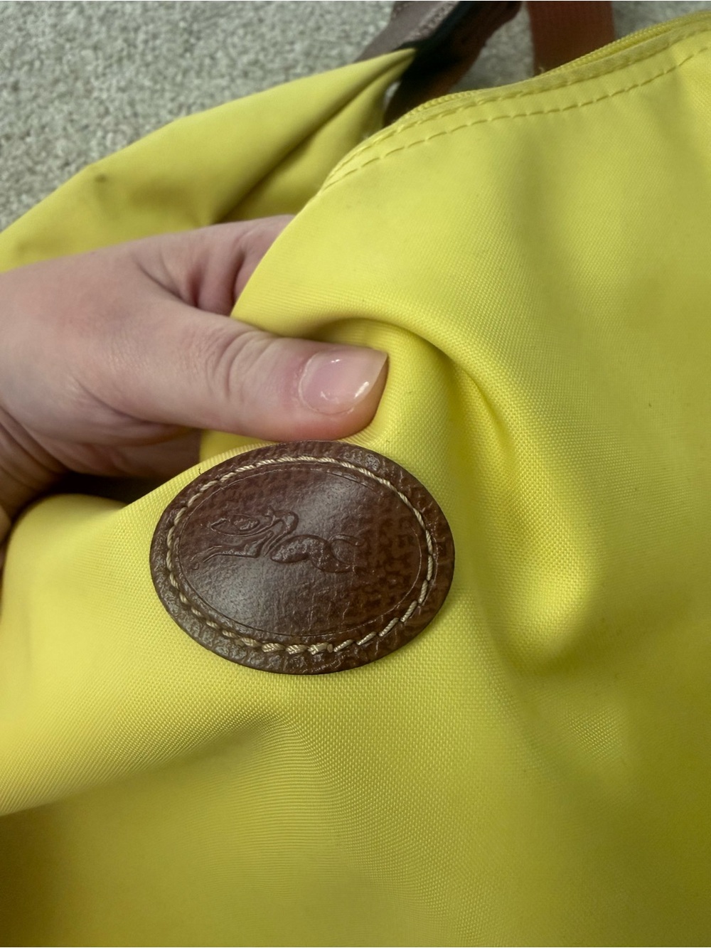 Yellow Shoulder Tote Bag with Brown Strap - Picture 2 of 14